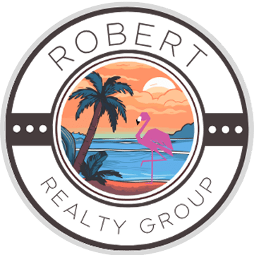 Flamingo with sunset in circular logo design.